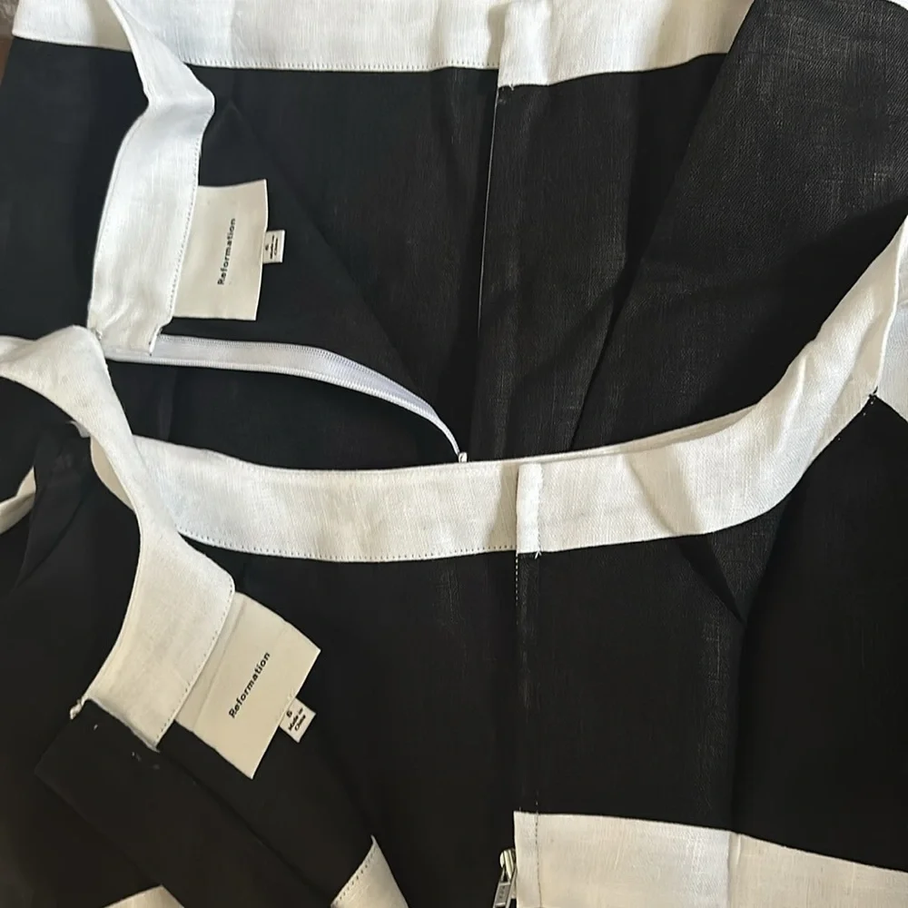NEW Reformation Robbie Linen Two Piece in Black & White - size 6 - Picture 10 of 11